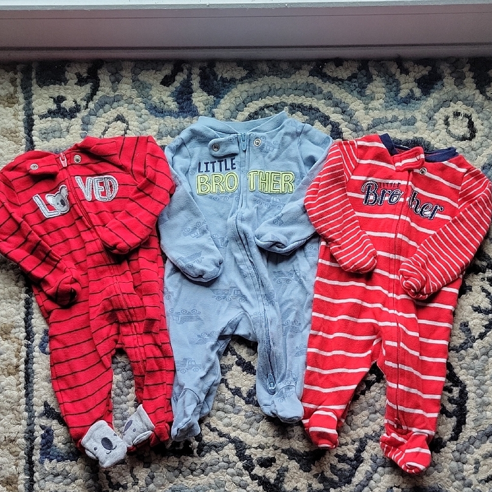 Carter's Little Brother & Loved Red and Blue Striped Footies Set Size Newborn